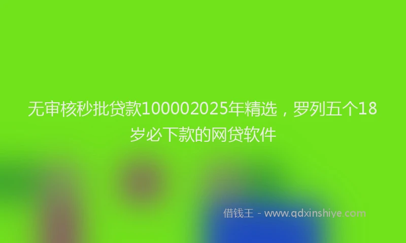 无审核秒批贷款100002025年精选，罗列五个18岁必下款的网贷软件
