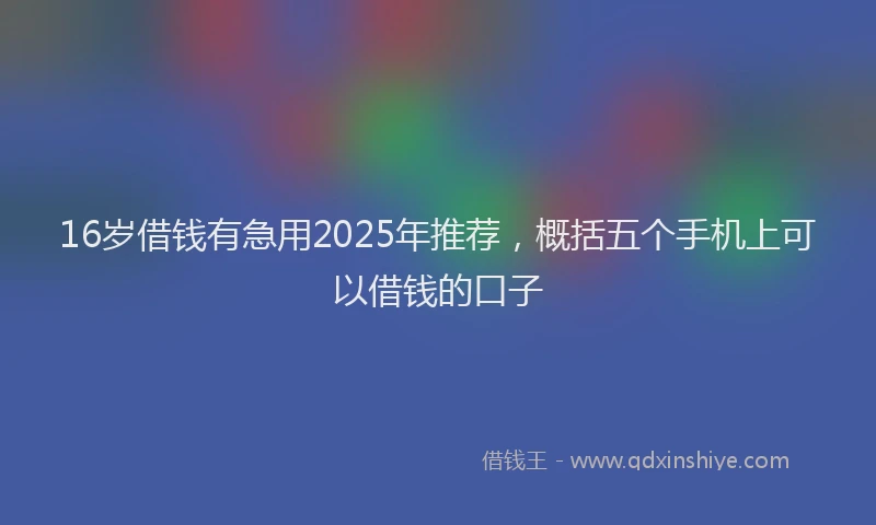 16岁借钱有急用2025年推荐，概括五个手机上可以借钱的口子
