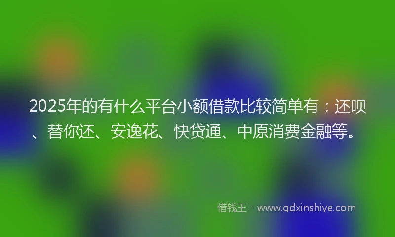 2025年的有什么平台小额借款比较简单有：还呗、替你还、安逸花、快贷通、中原消费金融等。