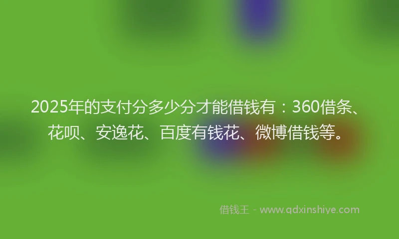 2025年的支付分多少分才能借钱有：360借条、花呗、安逸花、百度有钱花、微博借钱等。