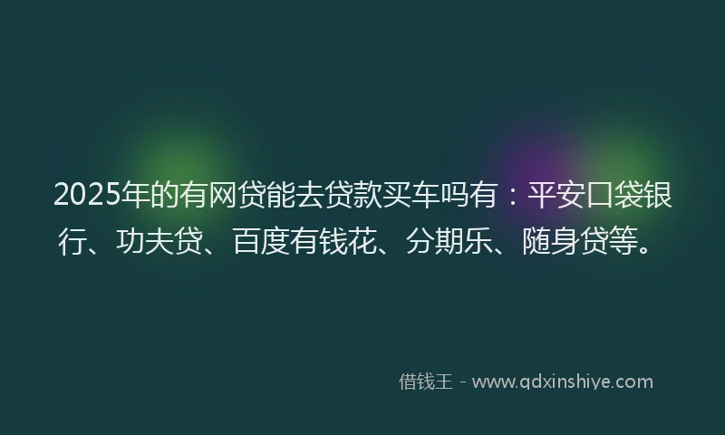 2025年的有网贷能去贷款买车吗有：平安口袋银行、功夫贷、百度有钱花、分期乐、随身贷等。
