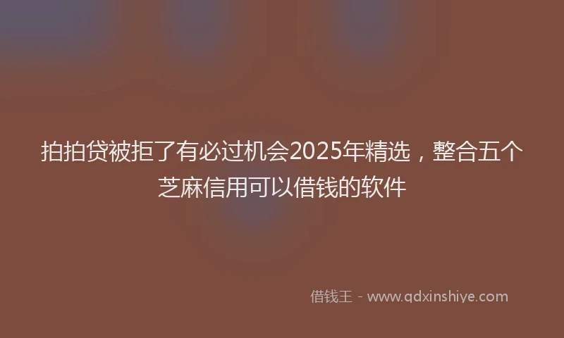 拍拍贷被拒了有必过机会2025年精选，整合五个芝麻信用可以借钱的软件