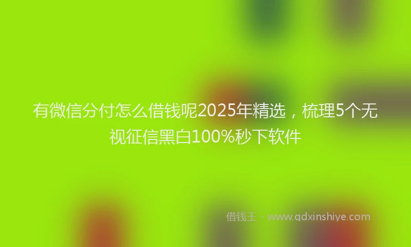 有微信分付怎么借钱呢2025年精选，梳理5个无视征信黑白100%秒下软件