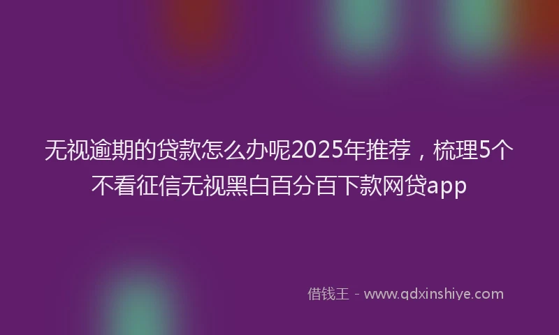 无视逾期的贷款怎么办呢2025年推荐，梳理5个不看征信无视黑白百分百下款网贷app