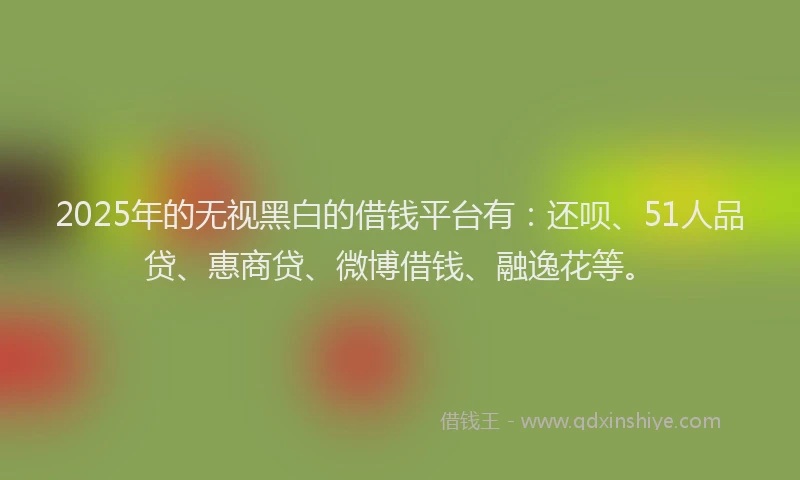 2025年的无视黑白的借钱平台有：还呗、51人品贷、惠商贷、微博借钱、融逸花等。