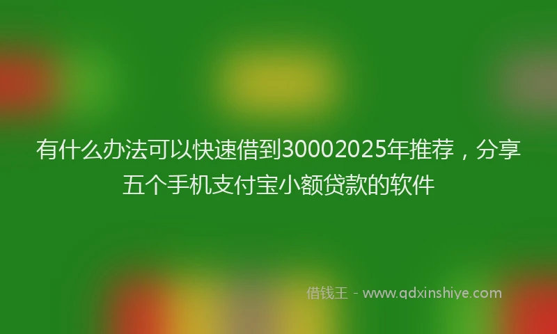 有什么办法可以快速借到30002025年推荐，分享五个手机支付宝小额贷款的软件