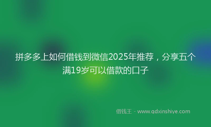拼多多上如何借钱到微信2025年推荐，分享五个满19岁可以借款的口子
