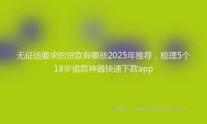 无征信要求的贷款有哪些2025年推荐，梳理5个18岁借款神器快速下款app