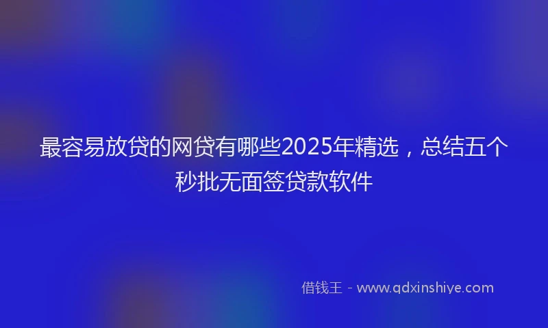 最容易放贷的网贷有哪些2025年精选，总结五个秒批无面签贷款软件