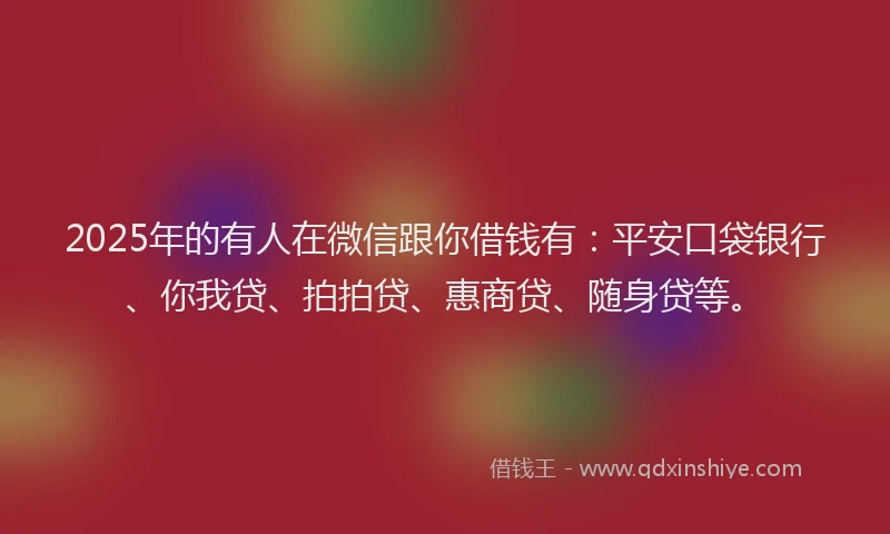 2025年的有人在微信跟你借钱有：平安口袋银行、你我贷、拍拍贷、惠商贷、随身贷等。