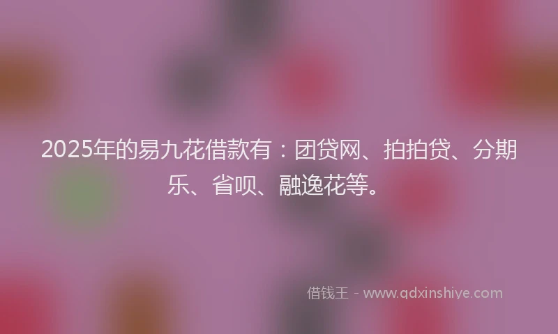 2025年的易九花借款有：团贷网、拍拍贷、分期乐、省呗、融逸花等。