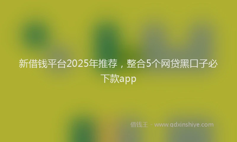 新借钱平台2025年推荐，整合5个网贷黑口子必下款app