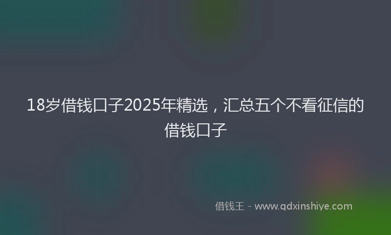 18岁借钱口子2025年精选，汇总五个不看征信的借钱口子