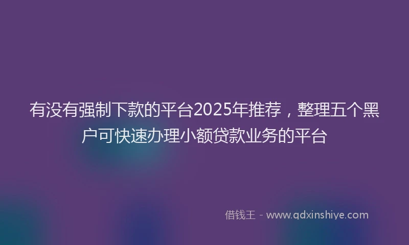 有没有强制下款的平台2025年推荐，整理五个黑户可快速办理小额贷款业务的平台