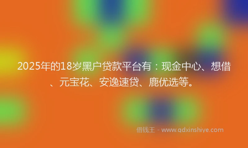 2025年的18岁黑户贷款平台有：现金中心、想借、元宝花、安逸速贷、鹿优选等。