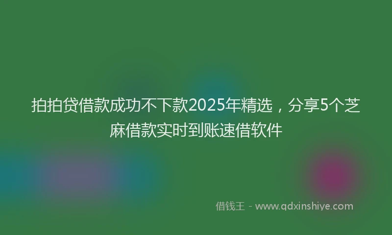 拍拍贷借款成功不下款2025年精选，分享5个芝麻借款实时到账速借软件