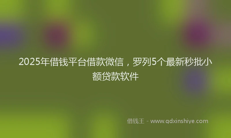 2025年借钱平台借款微信，罗列5个最新秒批小额贷款软件
