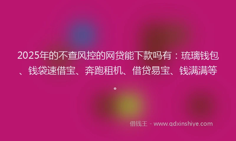 2025年的不查风控的网贷能下款吗有：琉璃钱包、钱袋速借宝、奔跑租机、借贷易宝、钱满满等。