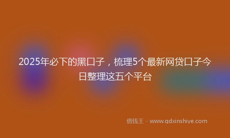 2025年必下的黑口子，梳理5个最新网贷口子今日整理这五个平台