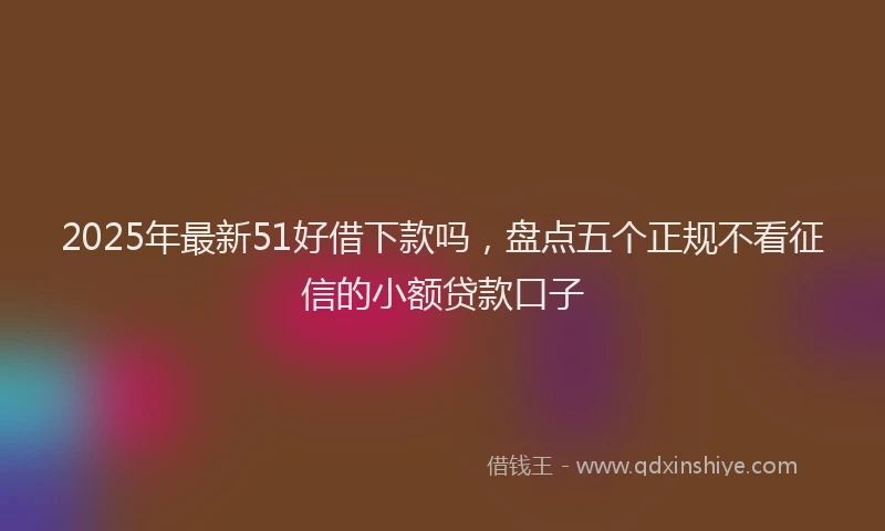2025年最新51好借下款吗，盘点五个正规不看征信的小额贷款口子