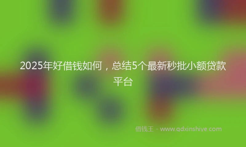 2025年好借钱如何，总结5个最新秒批小额贷款平台
