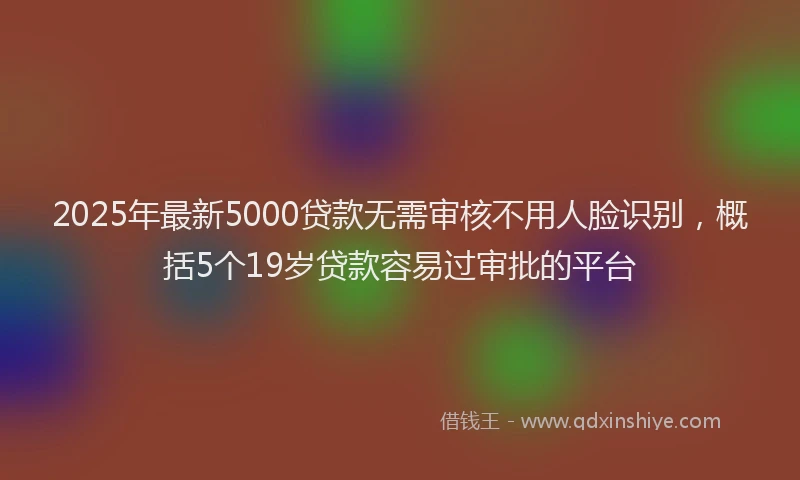 2025年最新5000贷款无需审核不用人脸识别，概括5个19岁贷款容易过审批的平台