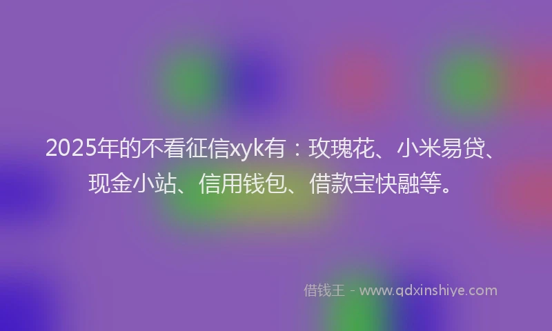 2025年的不看征信xyk有：玫瑰花、小米易贷、现金小站、信用钱包、借款宝快融等。