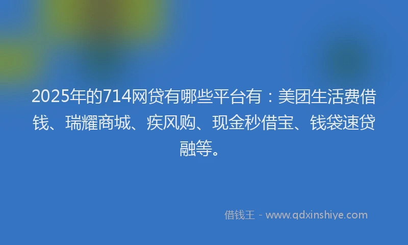 2025年的714网贷有哪些平台有：美团生活费借钱、瑞耀商城、疾风购、现金秒借宝、钱袋速贷融等。