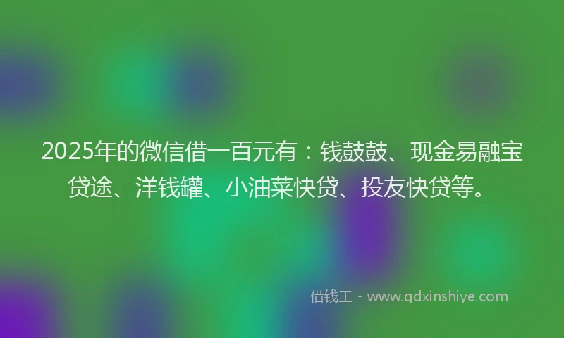 2025年的微信借一百元有：钱鼓鼓、现金易融宝贷途、洋钱罐、小油菜快贷、投友快贷等。