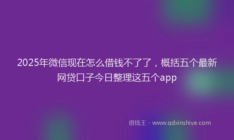 2025年微信现在怎么借钱不了了，概括五个最新网贷口子今日整理这五个app