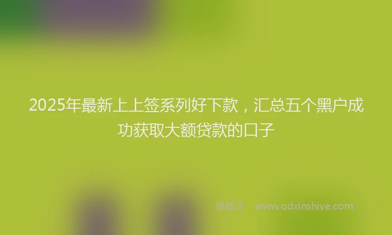 2025年最新上上签系列好下款，汇总五个黑户成功获取大额贷款的口子