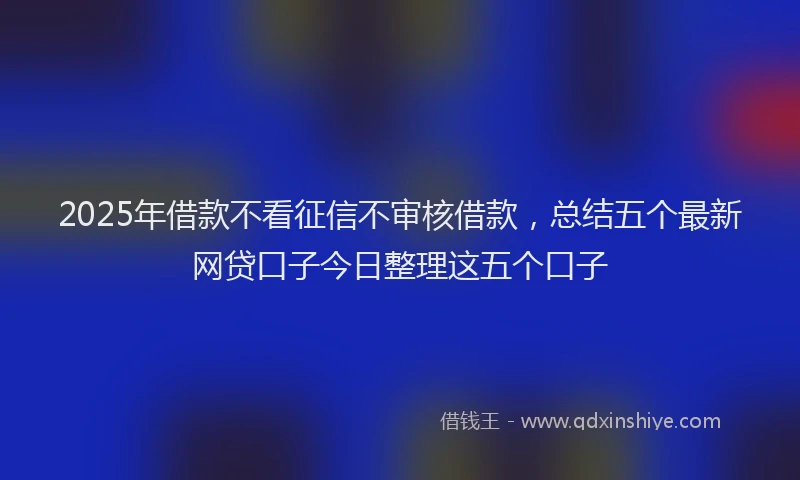 2025年借款不看征信不审核借款，总结五个最新网贷口子今日整理这五个口子