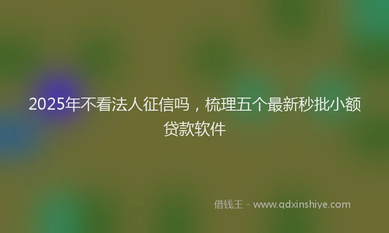 2025年不看法人征信吗，梳理五个最新秒批小额贷款软件