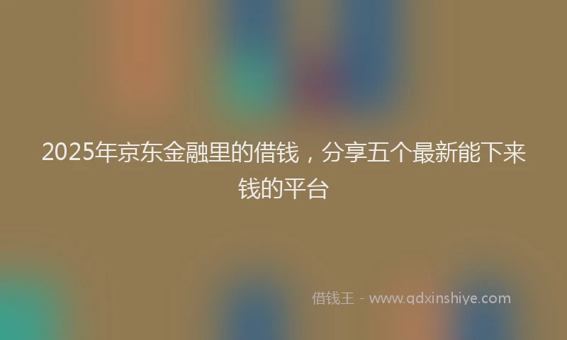 2025年京东金融里的借钱，分享五个最新能下来钱的平台