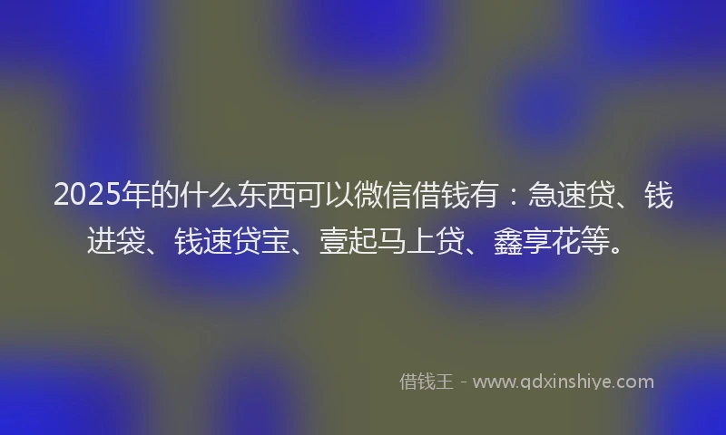 2025年的什么东西可以微信借钱有：急速贷、钱进袋、钱速贷宝、壹起马上贷、鑫享花等。