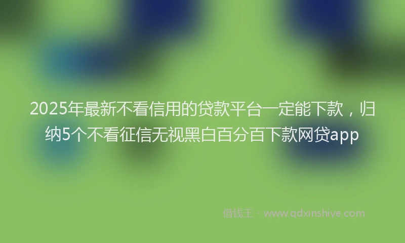 2025年最新不看信用的贷款平台一定能下款，归纳5个不看征信无视黑白百分百下款网贷app