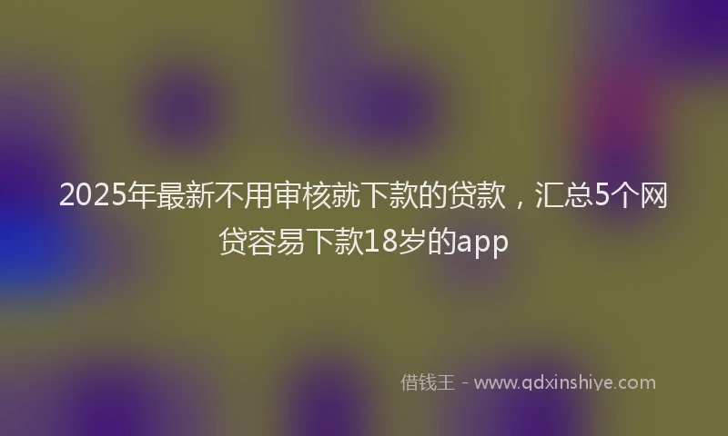 2025年最新不用审核就下款的贷款，汇总5个网贷容易下款18岁的app
