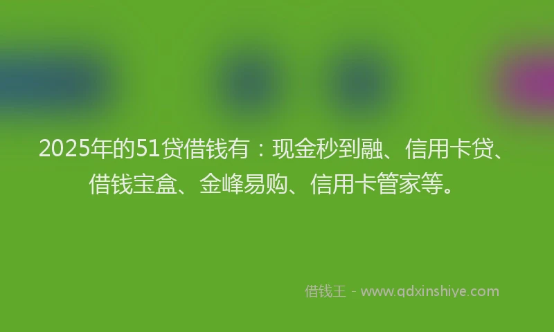 2025年的51贷借钱有：现金秒到融、信用卡贷、借钱宝盒、金峰易购、信用卡管家等。