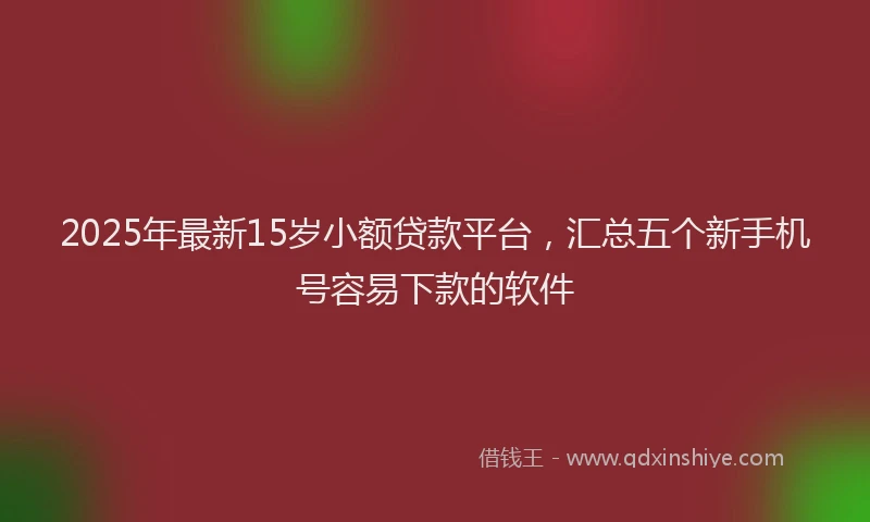 2025年最新15岁小额贷款平台，汇总五个新手机号容易下款的软件