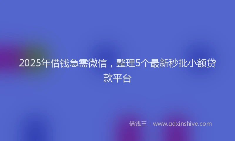 2025年借钱急需微信，整理5个最新秒批小额贷款平台
