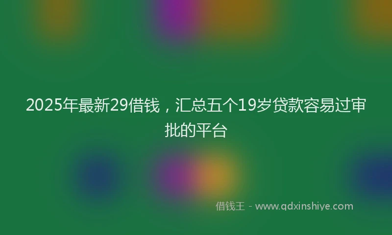 2025年最新29借钱，汇总五个19岁贷款容易过审批的平台