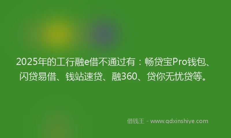 2025年的工行融e借不通过有：畅贷宝Pro钱包、闪贷易借、钱站速贷、融360、贷你无忧贷等。