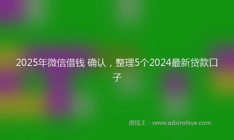 2025年微信借钱 确认，整理5个2024最新贷款口子
