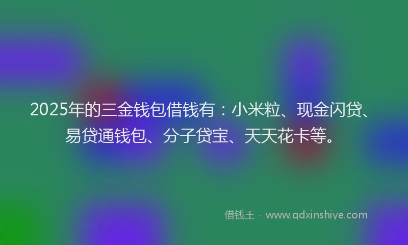 2025年的三金钱包借钱有：小米粒、现金闪贷、易贷通钱包、分子贷宝、天天花卡等。