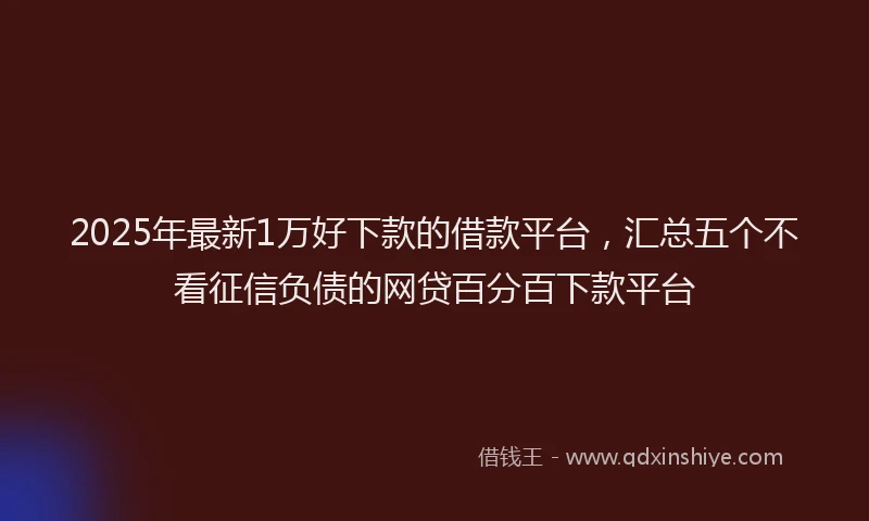 2025年最新1万好下款的借款平台，汇总五个不看征信负债的网贷百分百下款平台