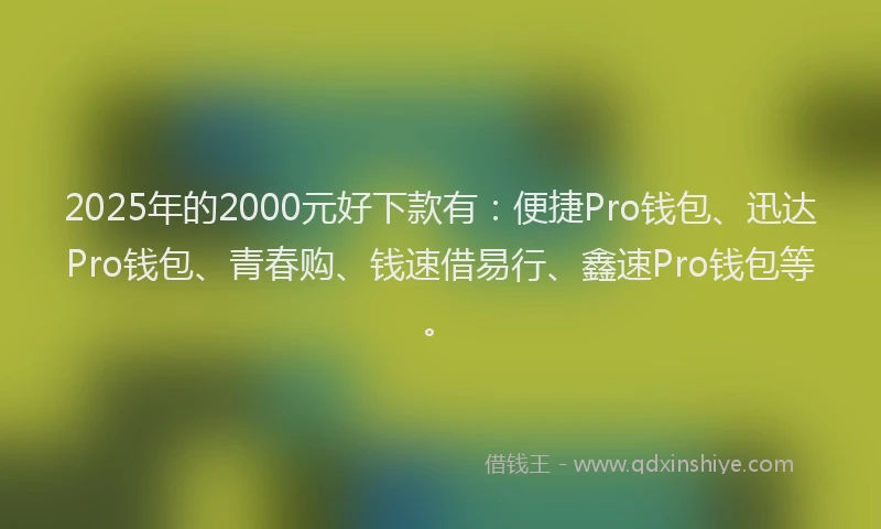2025年的2000元好下款有：便捷Pro钱包、迅达Pro钱包、青春购、钱速借易行、鑫速Pro钱包等。