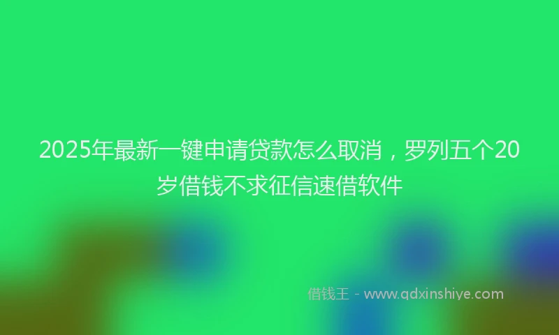 2025年最新一键申请贷款怎么取消，罗列五个20岁借钱不求征信速借软件