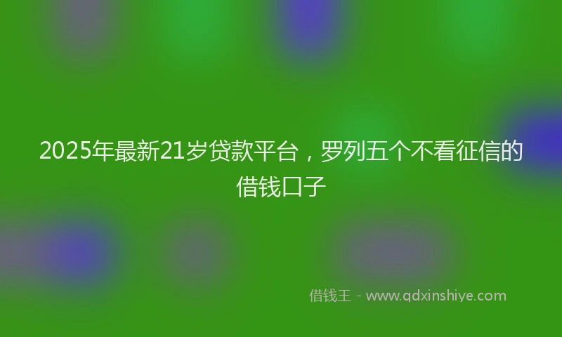 2025年最新21岁贷款平台，罗列五个不看征信的借钱口子