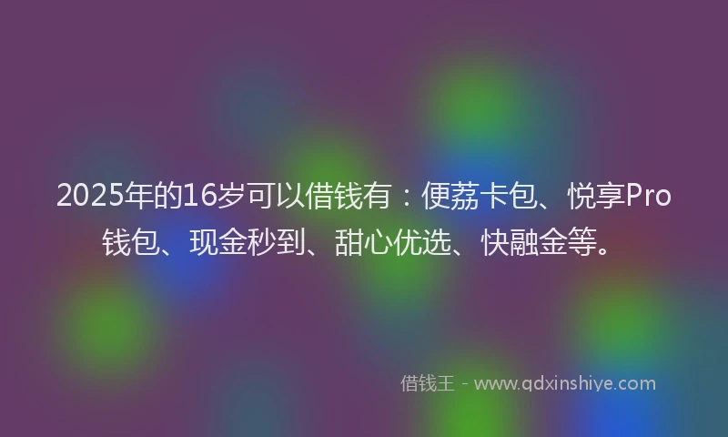 2025年的16岁可以借钱有：便荔卡包、悦享Pro钱包、现金秒到、甜心优选、快融金等。