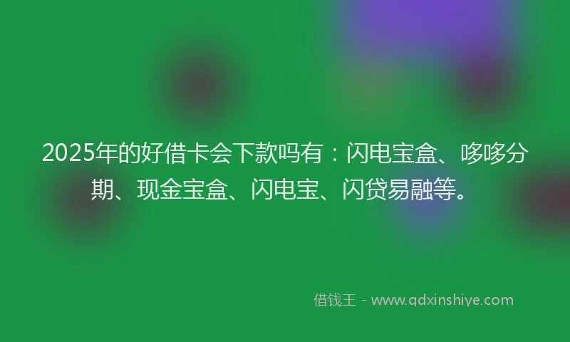 2025年的好借卡会下款吗有：闪电宝盒、哆哆分期、现金宝盒、闪电宝、闪贷易融等。